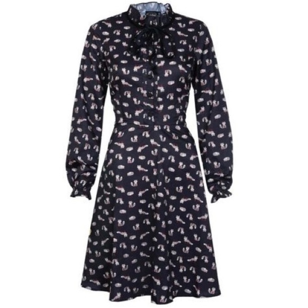 Voodoo Vixen black fox print dress